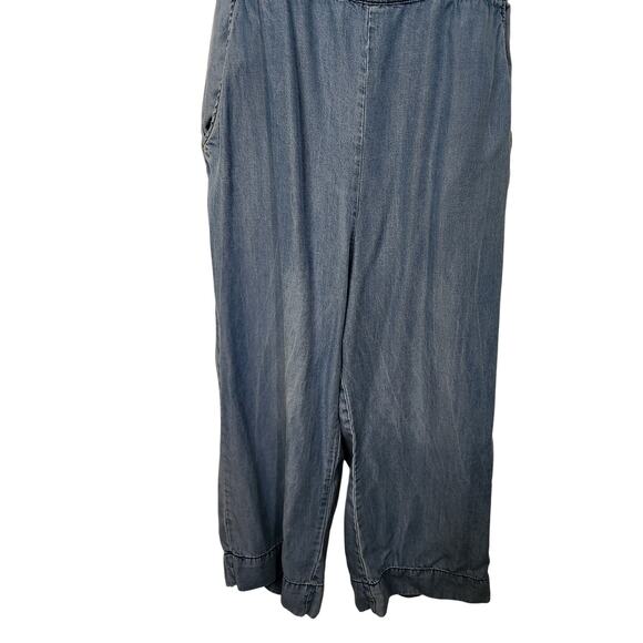 Velvet Heart Blue Chambray Stripe Sleeveless One-Piece Wide Leg Jumpsuit Small - Picture 5 of 12